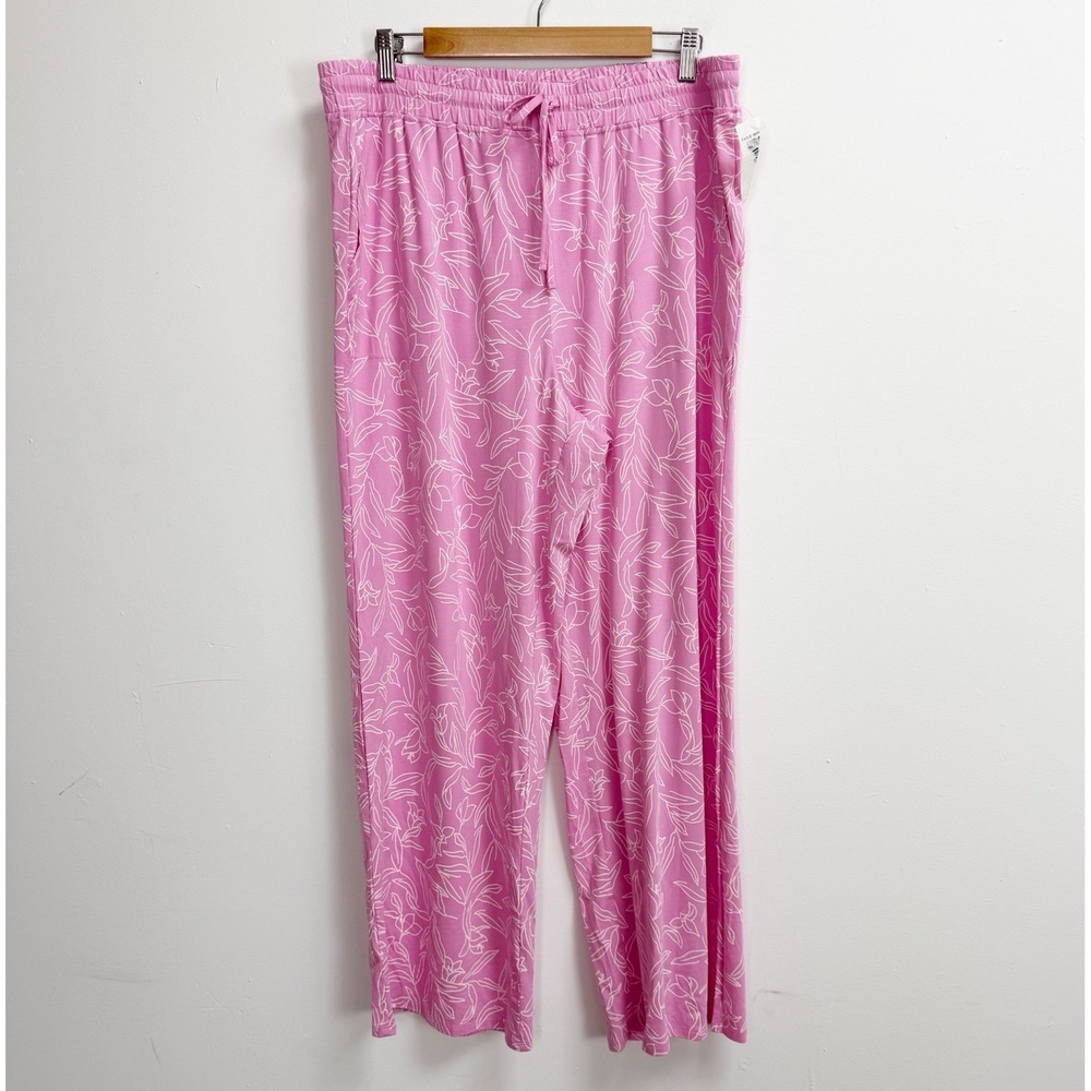 State of Day Pants Womens Large Pink Floral Pajamas PJS Drawstring Pockets NWOT